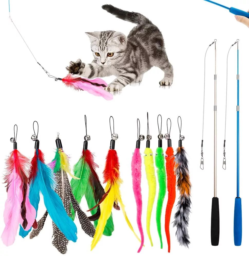 Playful Pet Feathers Wand Cat Toy